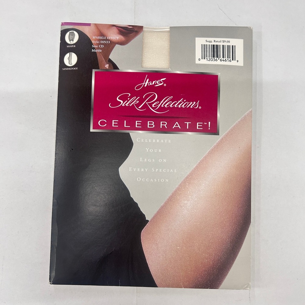 Vintage Hanes Silk Reflections Celebrate Sparkle Pantyhose CD Marble Shaper NOS